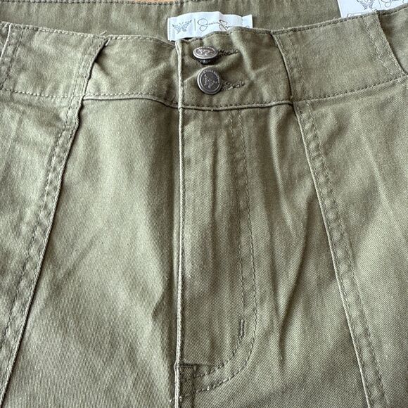 Jessica Simpson Pants Women 10 Green Flat Front Cargo Pant NWT Adjustable Hem - Picture 5 of 11